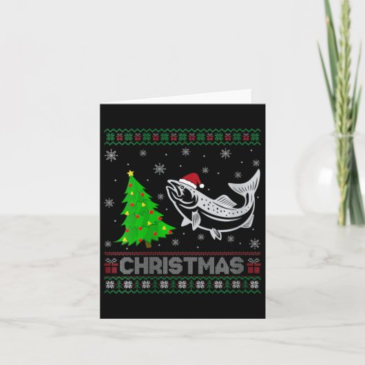 Womens Lachs Xmas Tree Lighting Ugly Weihnachtssch Karte (Vorderseite)