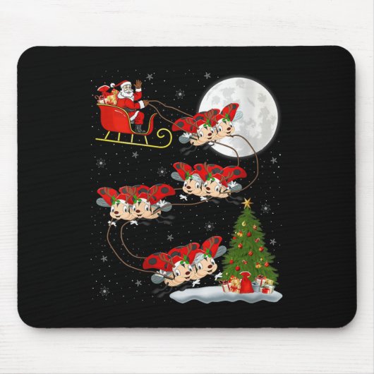 Womens Ladybug Ladybird Santa Sleigh Flying Funny  Mousepad (Vorne)
