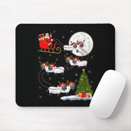 Womens Lambs Sheep Santa Sleigh Flying Funny Magic Mousepad (Mit Mouse)
