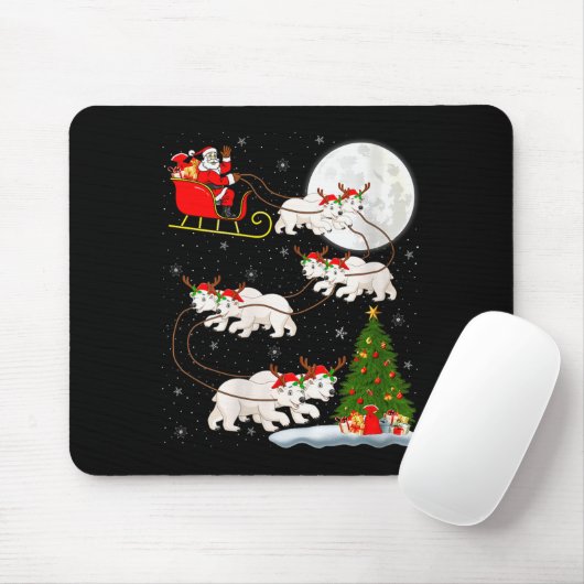 Womens Lar Bear Santa Sleigh Flying Funny Magical  Mousepad (Mit Mouse)