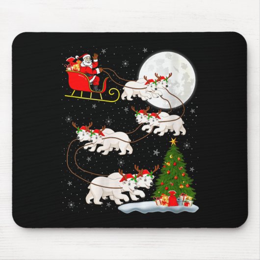 Womens Lar Bear Santa Sleigh Flying Funny Magical Mousepad (Vorne)