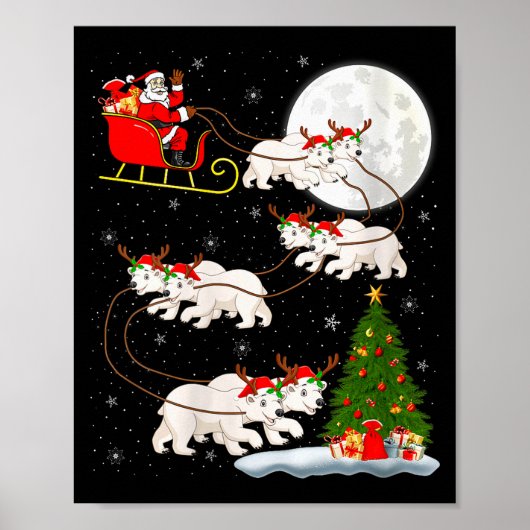 Womens Lar Bear Santa Sleigh Flying Funny Magical Poster (Vorne)