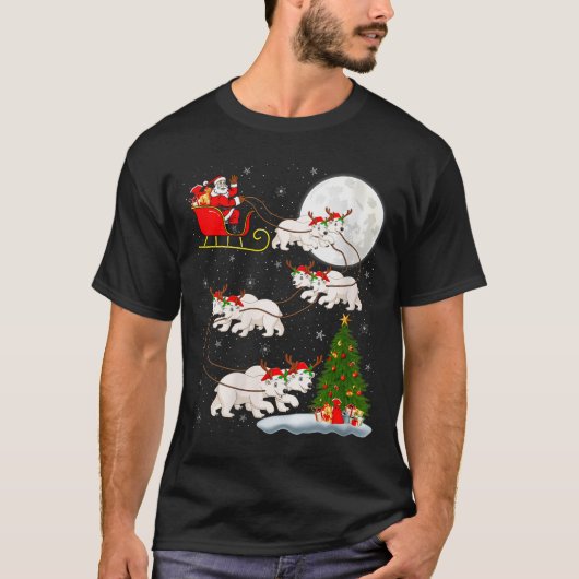 Womens Lar Bear Santa Sleigh Flying Funny Magical T-Shirt (Vorderseite)