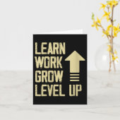 Womens Learn Work Grow Level Up Growth Success Vin Karte (Gelbe Blume)