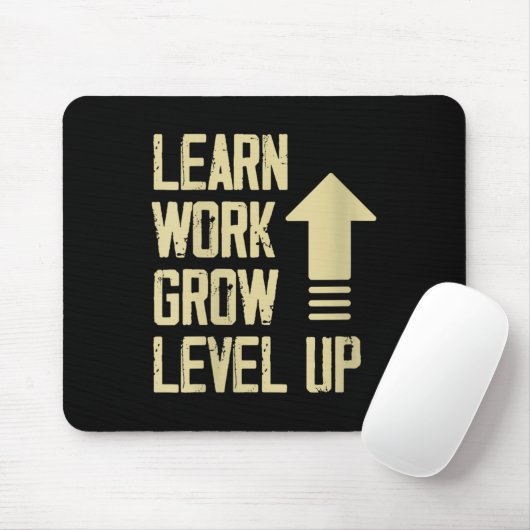 Womens Learn Work Grow Level Up Growth Success Vin Mousepad (Mit Mouse)