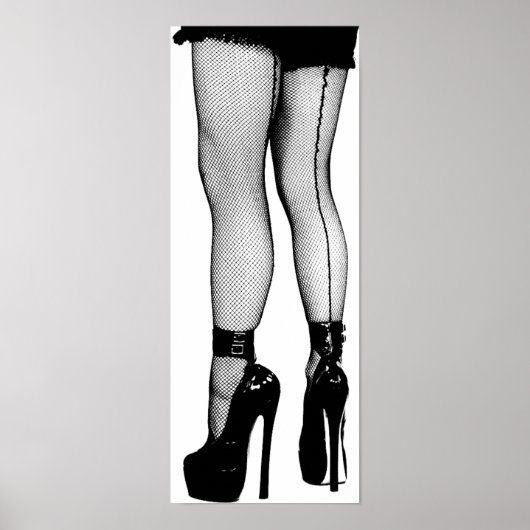Womens Legs Fishnet Strumpfs Tinte Zeichnend Poster (Vorne)
