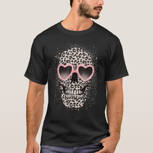 Womens Leopard Skull Cheetah Print T-Shirt (Vorderseite)