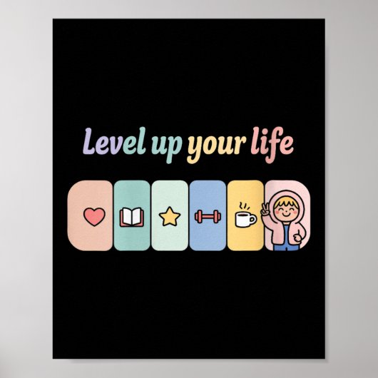Womens Level Up Your Life Progress Bar Gamer Motiv Poster (Vorne)