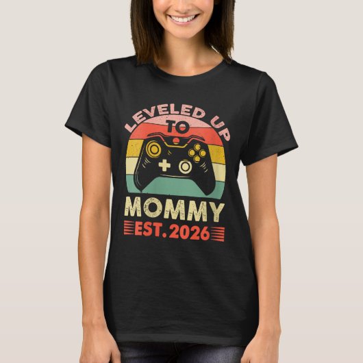 Womens Leveling Up To Mommy 2026 First Time Mom 20 T-Shirt (Vorderseite)