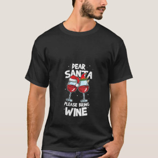 Womens Lieber Weihnachtsmann bringen Wein trinken  T-Shirt