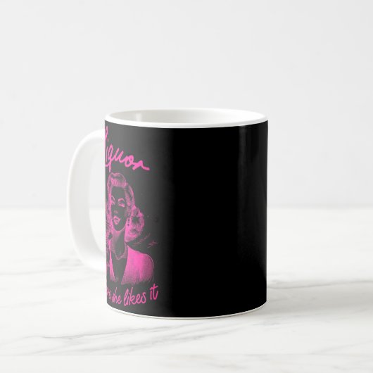 Womens Liquor Where She Likes It Funny Design V-ne Kaffeetasse (Vorderseite Links)