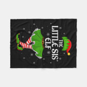 Womens Little Sis Elf Christmas Family Girls Women Fleecedecke (Vorderseite (Horizontal))