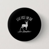 Womens Live Or Die New Hampshire Distressed Deer A Button (Vorderseite)