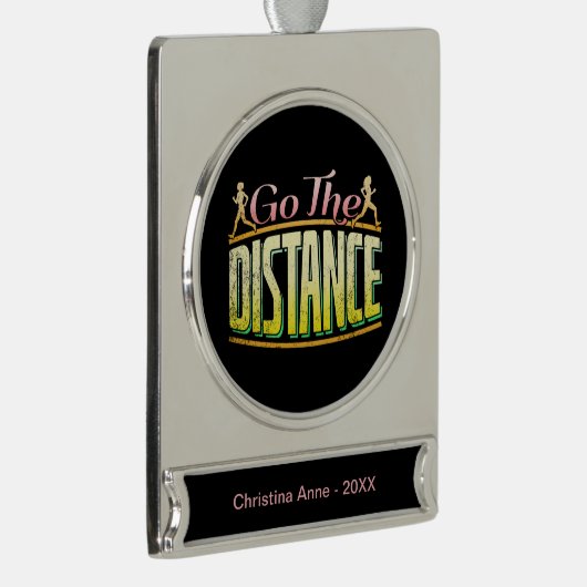 Womens Long Distance Running - Marathon Runner Banner-Ornament Silber (Rechts)