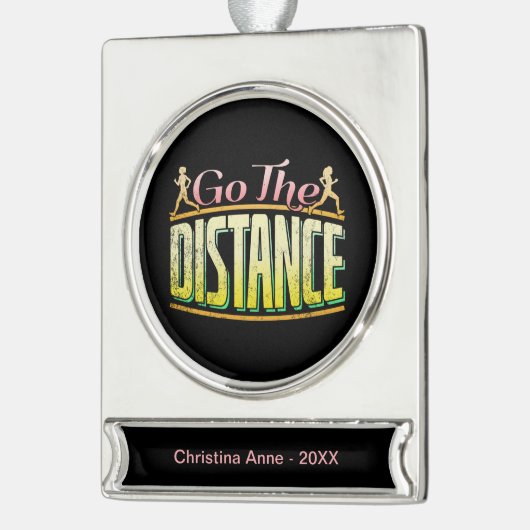 Womens Long Distance Running - Marathon Runner Banner-Ornament Silber (Links)