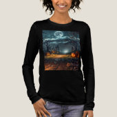 Women's long sleeve halloween pumpkins t-shirt  Tri-Blend shirt (Vorderseite)
