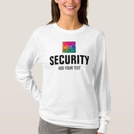 Womens Long Sleeve Security Hochladen Ihres Logos T-Shirt (Vorderseite)