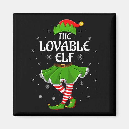 Womens Lovable Elf Christmas Family Girls Women El Magnet (Vorne)
