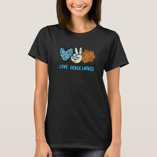 Womens Love Peace Latkes Happy Hanukkah Chanukah J T-Shirt (Vorderseite)