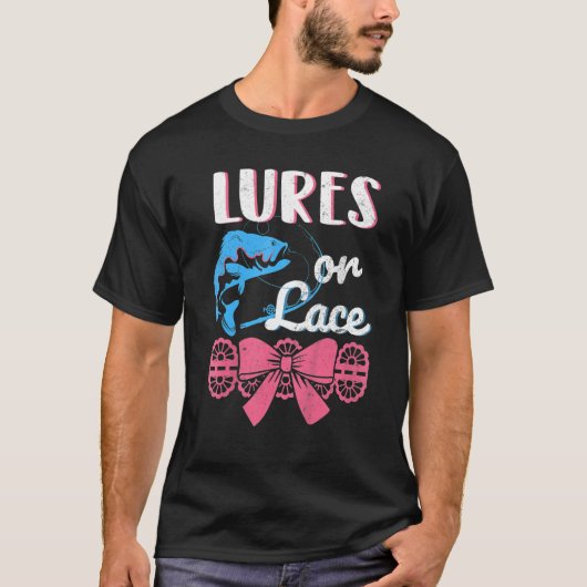 Womens Lure Or Lace Pregnancy Gender Reveal Fishin T-Shirt (Vorderseite)