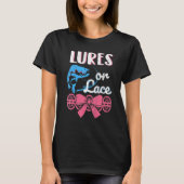 Womens Lure Or Lace Pregnancy Gender Reveal Fishin T-Shirt (Vorderseite)