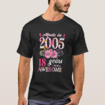 Womens Made In 2005 Floral 18th Birthday Party 18  T-Shirt<br><div class="desc">Womens Made In 2005 Floral 18th Birthday Party 18 Year Old Girls</div>