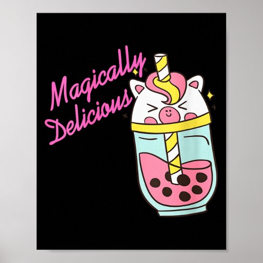 Womens Magically Delicious Unicorn Boba Kawaii Bub Poster (Vorne)