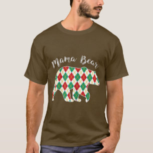 Womens Mama Bear Christmas Pajama Kariert Buffalo  T-Shirt