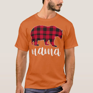 Womens Mama Bear Pajama Red Buffalo Plaid  T-Shirt