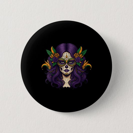 Womens Mardi Gras Costume Women Sugar Skull Carniv Button (Vorderseite)