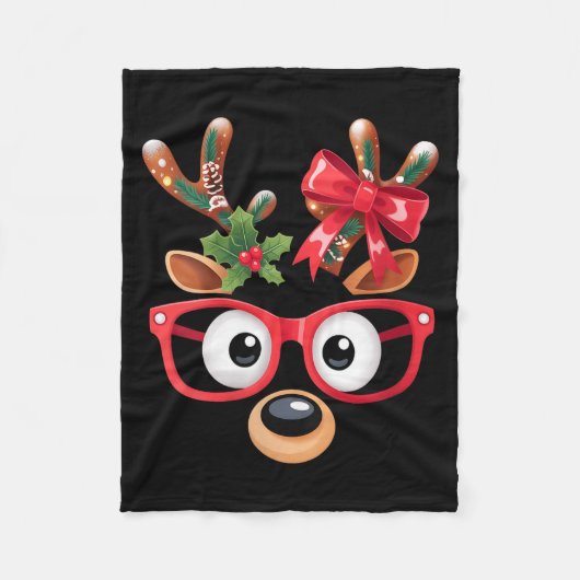Womens Matching Family Christmas Reindeer Face Gle Fleecedecke (Vorderseite)