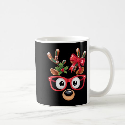 Womens Matching Family Christmas Reindeer Face Gle Kaffeetasse (Rechts)
