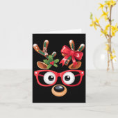 Womens Matching Family Christmas Reindeer Face Gle Karte (Gelbe Blume)