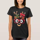 Womens Matching Family Christmas Reindeer Face Gle T-Shirt (Vorderseite)