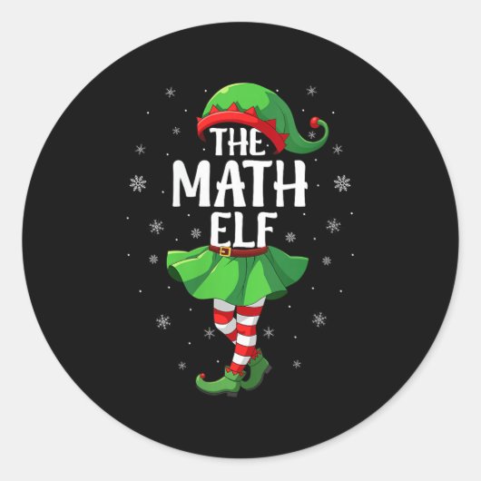 Womens Math Elf Christmas Girls Women Elf Squad Xm Runder Aufkleber (Vorderseite)