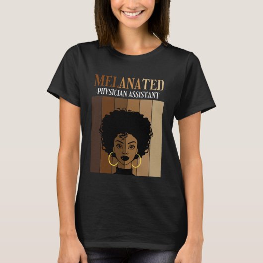 Womens Melanated Physician Assistant Black Afro Pr T-Shirt (Vorderseite)