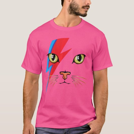 Womens Meowie Bowie Cat Retro Kitty Cat Funny Glam T-Shirt (Vorderseite)