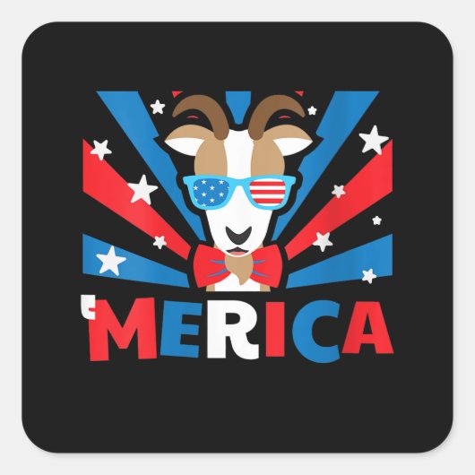 Womens Merica Goat Quadratischer Aufkleber (Vorderseite)