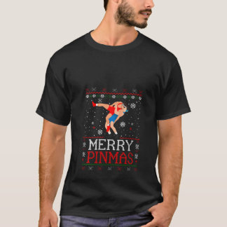 Womens Merina Pinmas Wrestling Wrestler Christmas T-Shirt