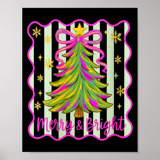 Womens Merry And Bright Christmas Crew 2025 Funny Poster (Vorne)