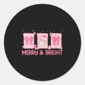 Womens Merry And Bright Nk Coquette Santa Claus Bo Runder Aufkleber (Vorderseite)