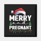 Womens Merry And Pregnant Christmas Pregnancy Anno Magnet (Vorne)