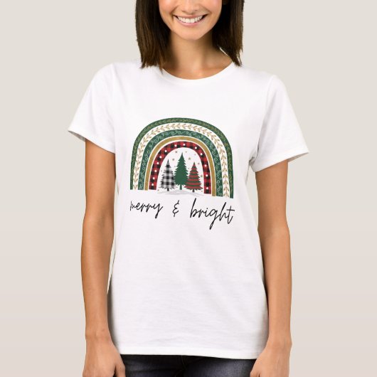 Women's Merry Bright Festive Christmas Holiday Tee (Vorderseite)