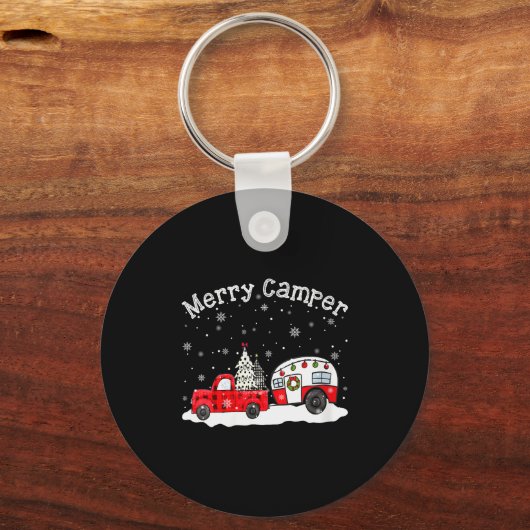 Womens Merry Camper Christmas Santa Claus Camng Re Schlüsselanhänger (Vorderseite)