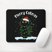 Womens Merry Catmas Cat Wearing Santa Hat Black Ca Mousepad (Mit Mouse)