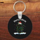 Womens Merry Catmas Cat Wearing Santa Hat Black Ca Schlüsselanhänger (Vorderseite)