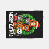 Womens Merry Catmas Funny Christmas Cat Mom Meowy Fleecedecke (Vorderseite (Horizontal))