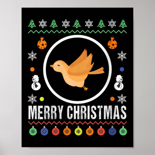 Womens Merry Christmas Bird Ugly Sweater Xmas Knit Poster (Vorne)
