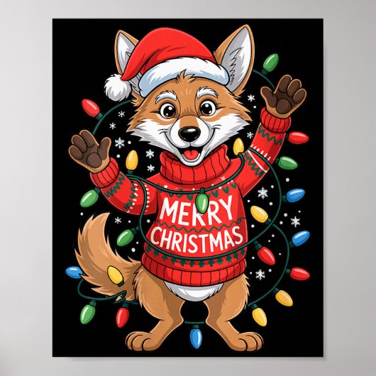 Womens Merry Christmas Fox Festive Woodland Winter Poster (Vorne)