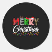Womens Merry Christmas Lights Santa Family Xmas Pa Runder Aufkleber (Vorderseite)